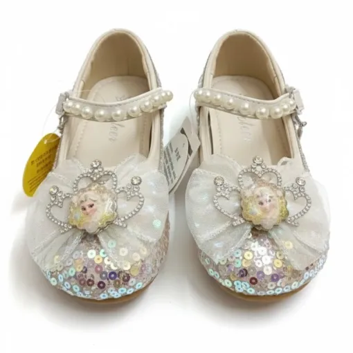Princess Sparkle Beige & Pink Mary Janes – Magical Elsa Edition